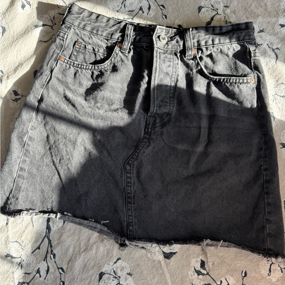 Black Denim Mini Skirt